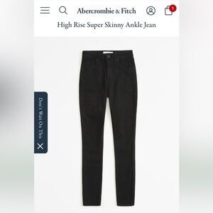 Abercrombie black distressed high rise super skinny simone jeans size 27 4r